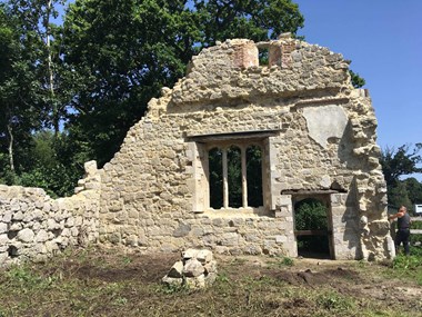 The ruins of a grand stable block to the west of the Titchfield Abbey, near Fareham in Hampshire