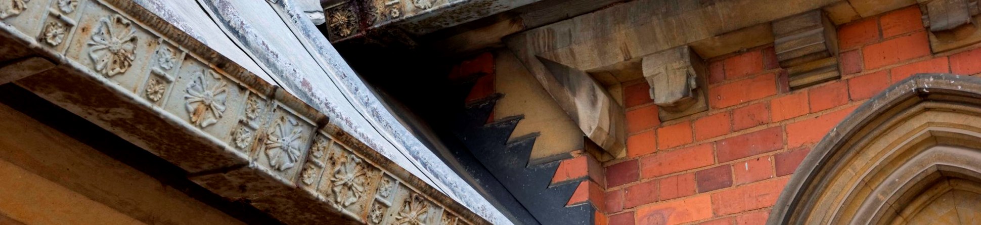 Detail of guttering at St Paul's Church, Fulney, Spalding, Lincolnshire.