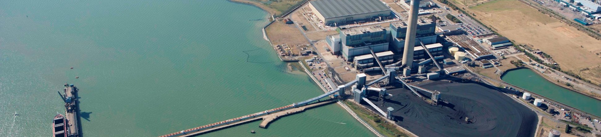 An aerial view of a power station