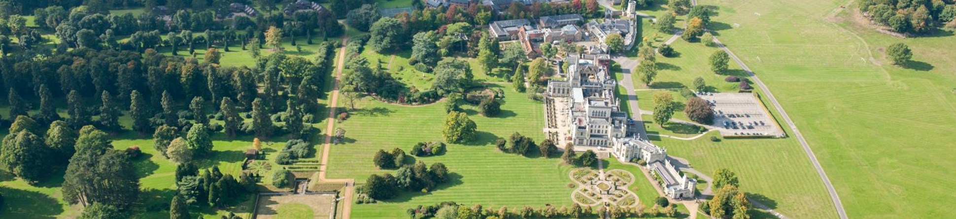 Aerial view of Ashridge House and parkland