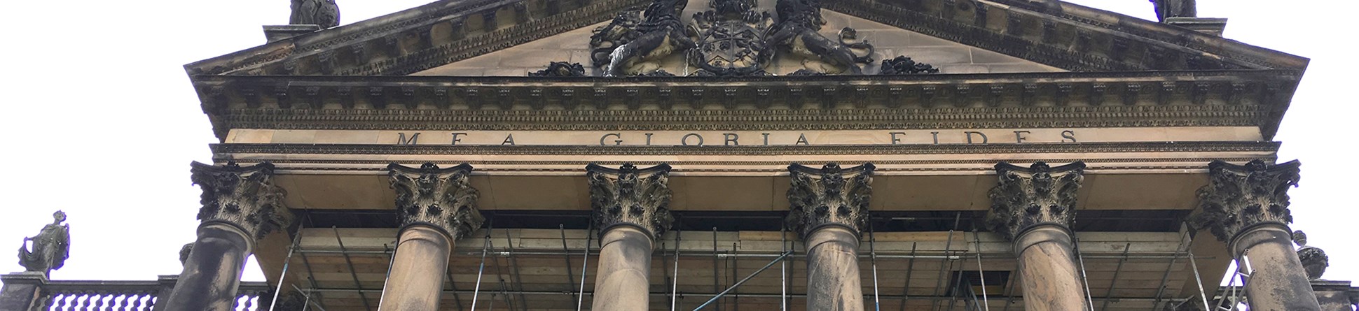 Wentworth Woodhouse Portico ceiling with inspection scaffolding